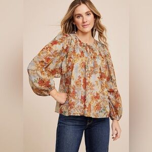 Maurice’s metallic floral blouson sleeve top 2X NWOT